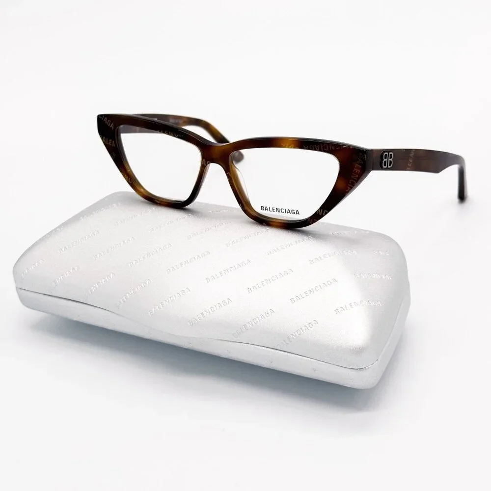 NEW BALENCIAGA EYEGLASSES BB0128O 002 CAT EYE HAVANA WOMEN EYEWEAR BALENCIAGA